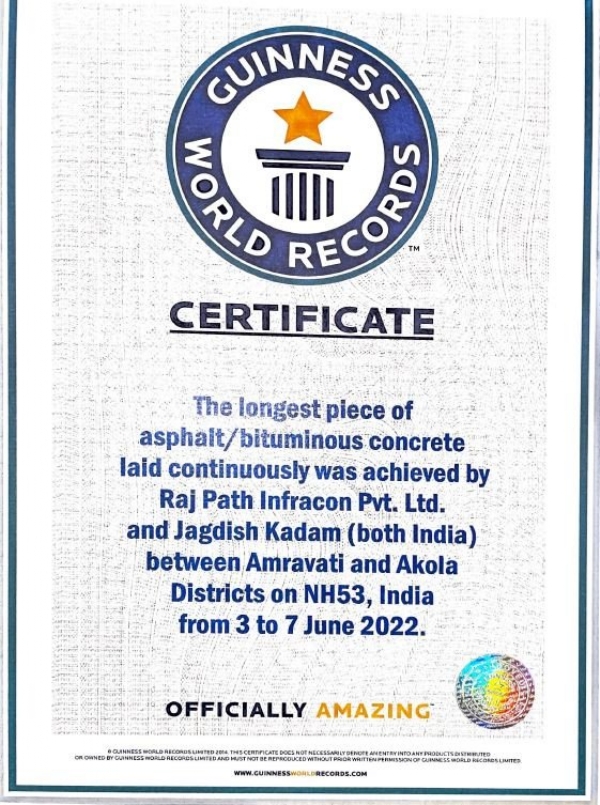 Guinness world record certificate