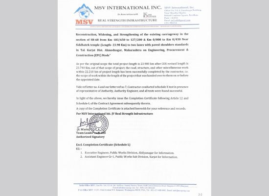 competion of certificate